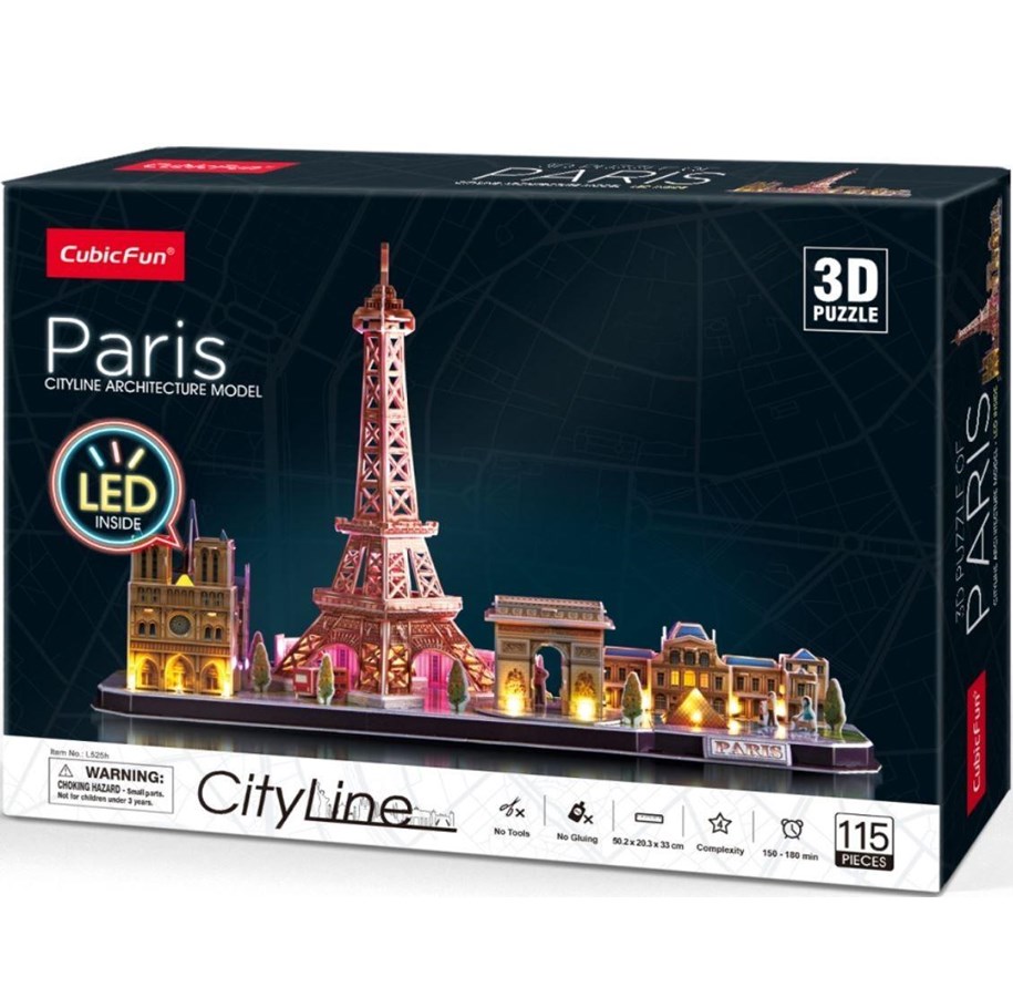 Puzzle - Cubic Fun 3d Puzzle City Line Paris with LED Lighting 115pcs. 3D Puzzle - 306-L525H
