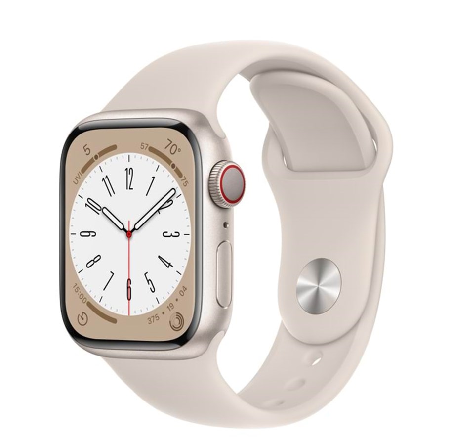 Smartwatches, Pulsuhren, Sportuhren & Schrittzähler - Apple Watch Series 8 GPS + Cellular 41mm Starlight Aluminium Case with Starlight Sport Band - MNHY3DH/A