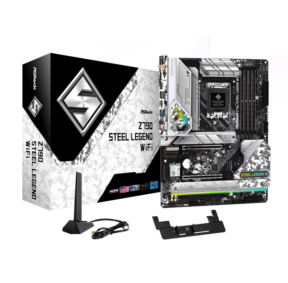 Mainboard - ASRock Z790 Steel Legend WiFi Mainboard - Intel Z790 - Intel LGA1700 - DDR5 RAM - ATX - 90-MXBKD0-A0UAYZ