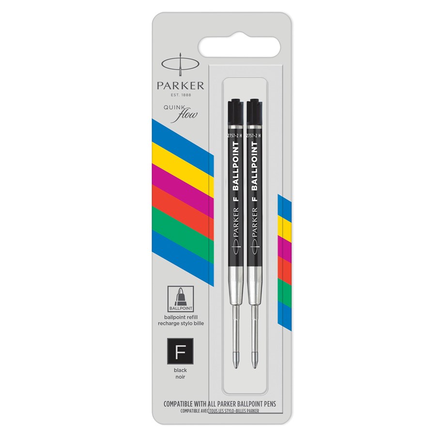 Schul-Zubehör - Parker Kugelschreibermine | feine Spitze | schwarze QUINKflow Tinte | 2 Ersatzmine für Kugelschreiber - 2166541