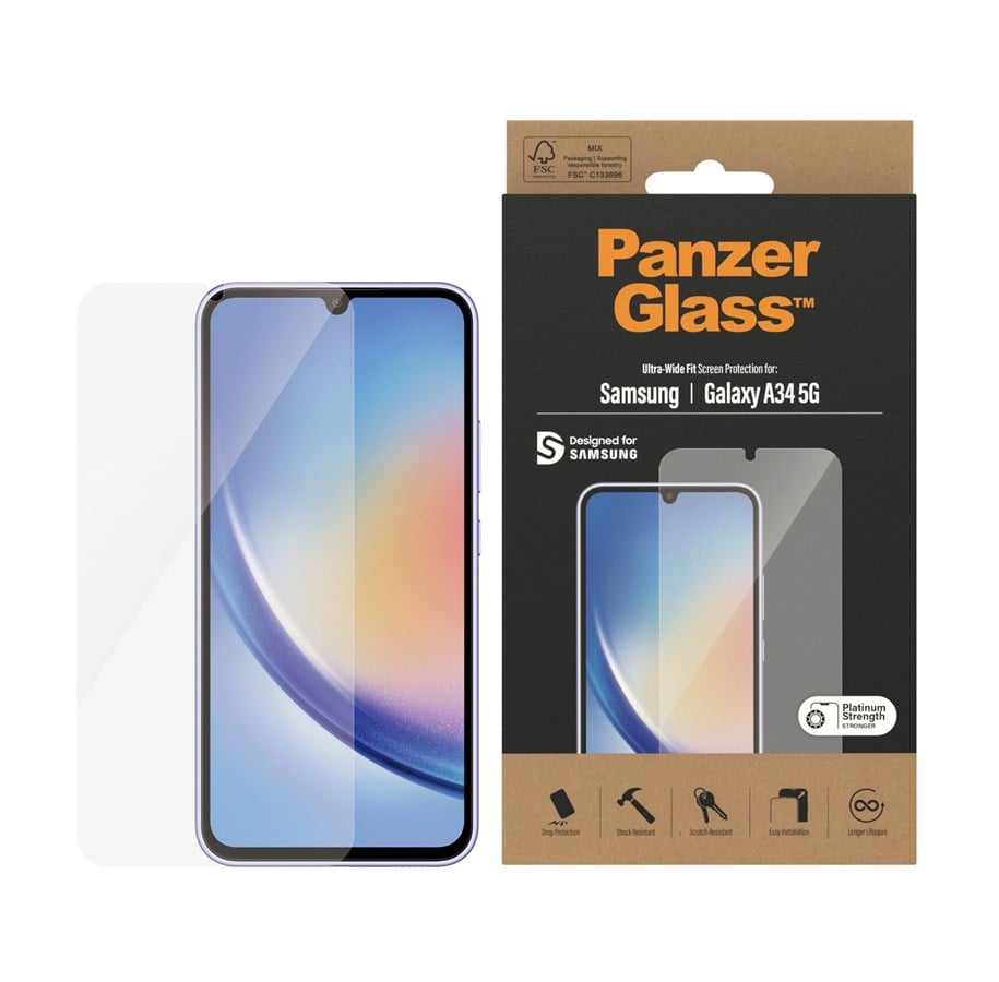 Handys - Schutzfolie - PanzerGlass Screen Protector Samsung Galaxy A34 5G | Ultra-Wide Fit - PANZER7327