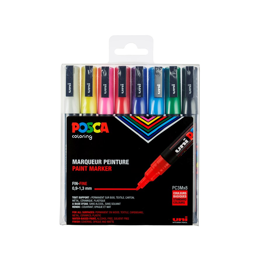 Hobby-Zubehör - POSCA  marker sæt PC-3M 8 ass. colors std. - 401626