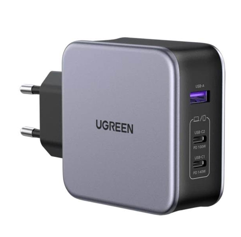 Handys - Adapter und Ladegeräte - UGREEN Nexode 140W USB-C PD GaN Charger-3 Ports Wall Charger + 1.5m USB-C cable - Black - 90549