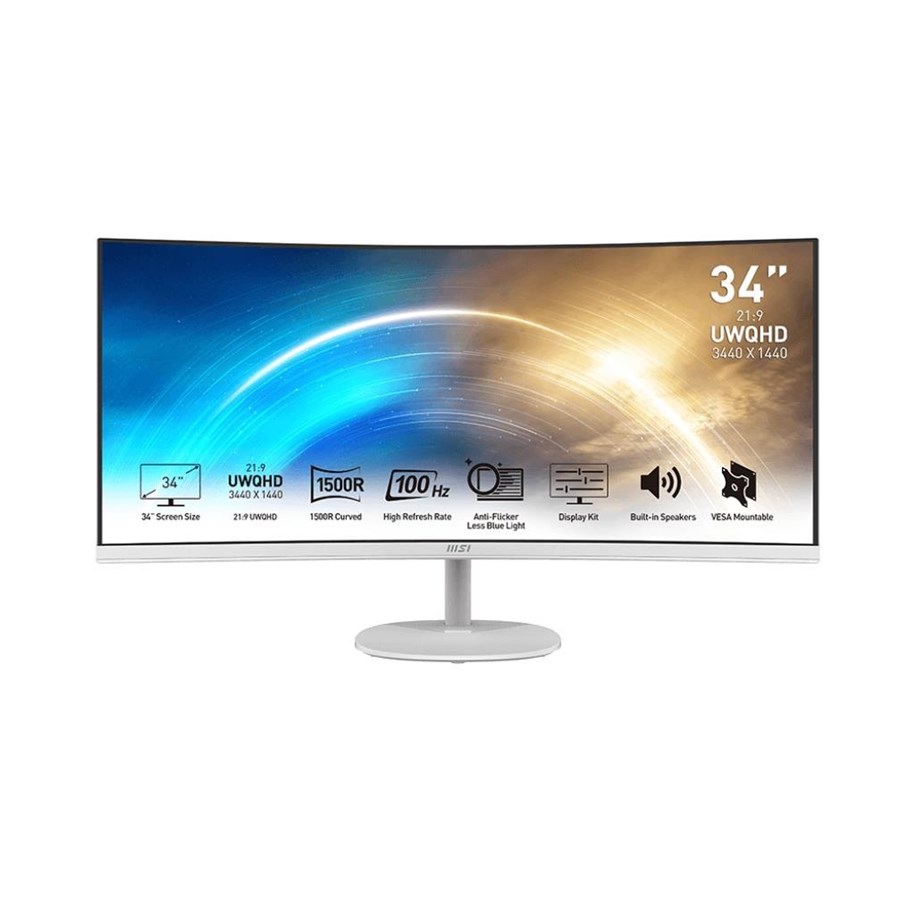 Monitor - 34" MSI PRO MP341CQWDE - 3440x1440 (UWQHD) - 100Hz - VA - 9S6-3PB2CT-010