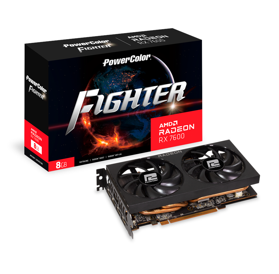 Grafikkarte - PowerColor Radeon RX 7600 Fighter - 8GB GDDR6 RAM - Grafikkarte - RX7600 8G-F