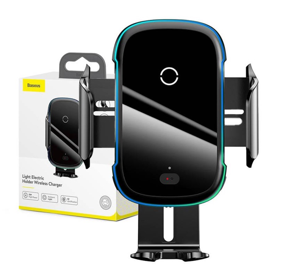 Handys - Anderes Zubehör - Baseus Light Electric Car Holder with Qi inductive charger - Black - WXHW03-01