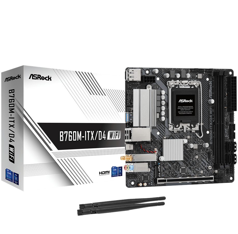 Mainboard - ASRock B760M-ITX/D4 WiFi Mainboard - Intel B760 - Intel LGA1700 - DDR4 RAM - Mini-ITX - 90-MXBKY0-A0CAYZ