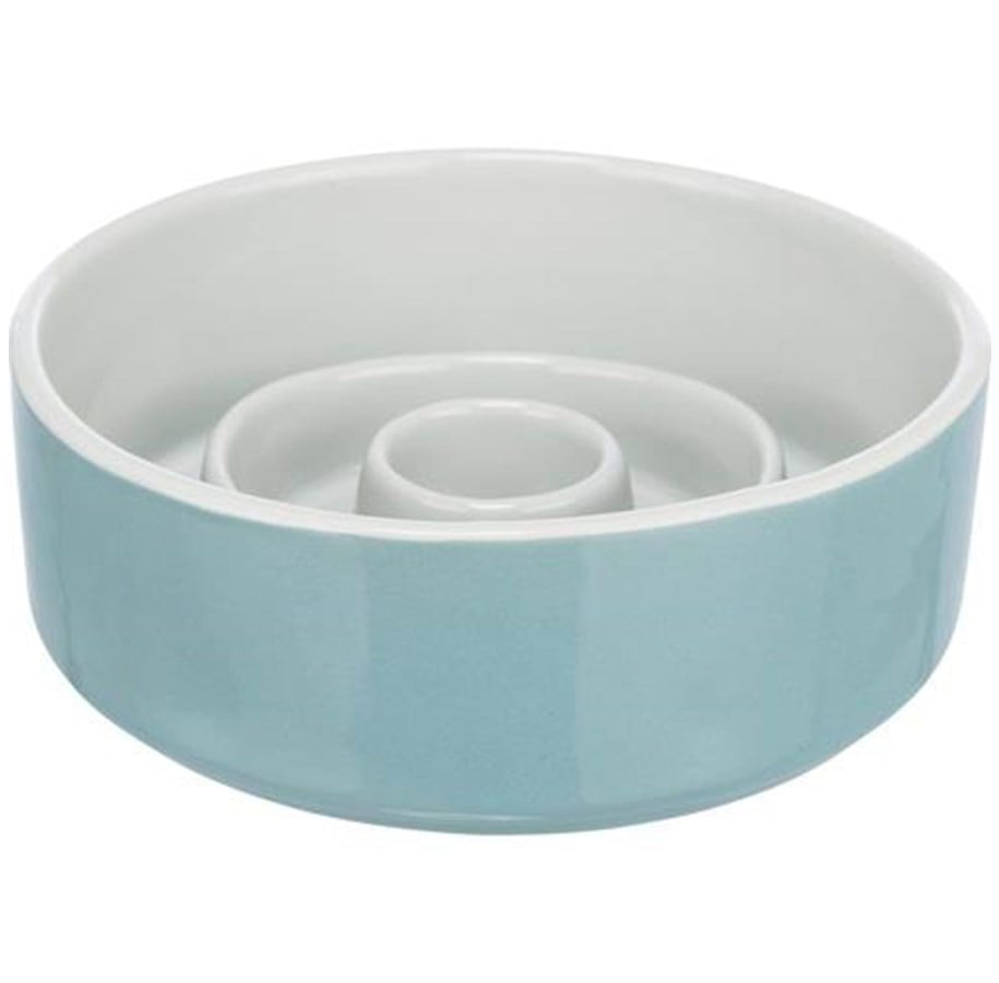 Hunde - Trixie Slow Feeding Ceramic Bowl 0.45 l/ø 14 cm grey/blue - TX24520