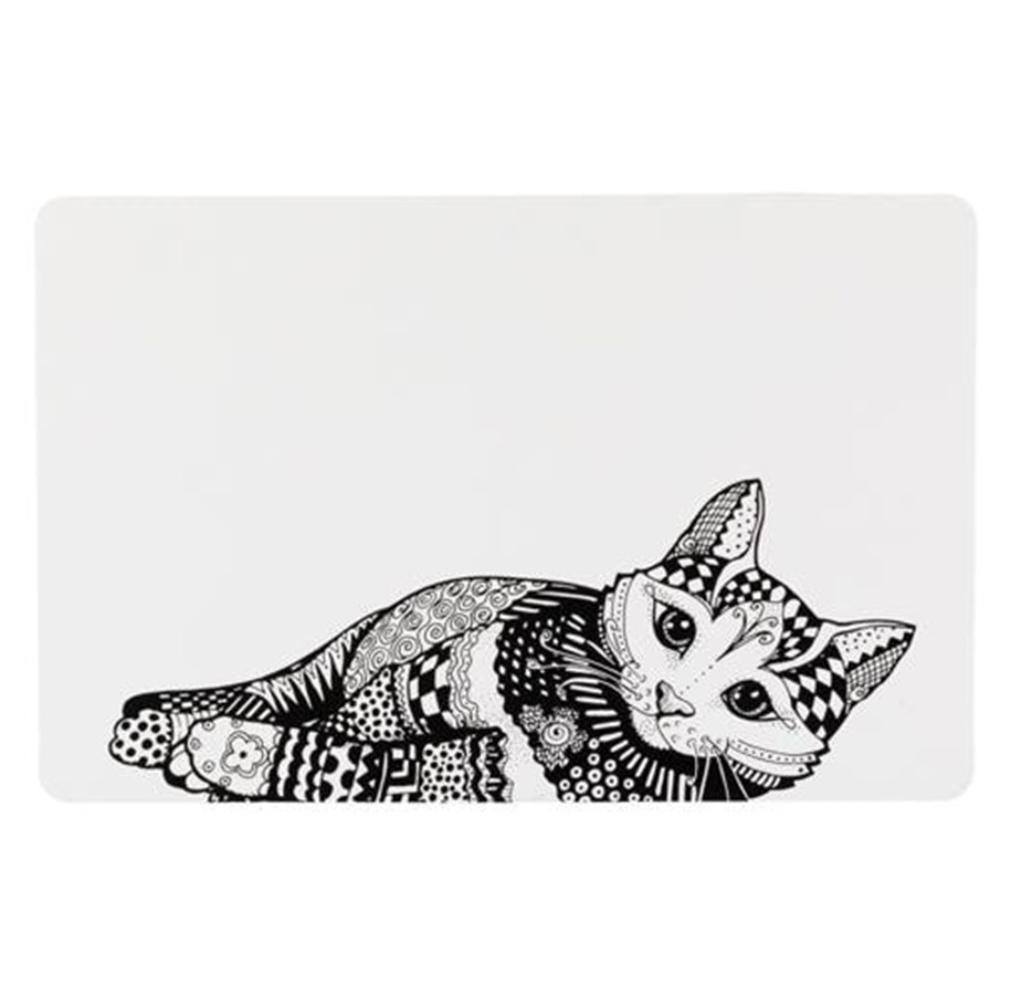 Katzen - Trixie Place Mat Cat 44 × 28 cm white/black - TX24788