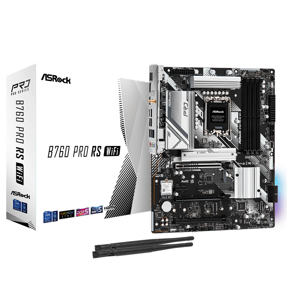 Mainboard - ASRock B760 PRO RS WIFI Mainboard - Intel B760 - Intel LGA1700 - DDR5 RAM - ATX - 90-MXBLQ0-A0UAYZ
