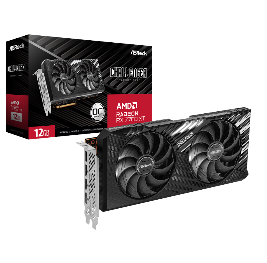 Grafikkarte - ASRock Radeon RX 7700 XT Challenger OC - 12GB GDDR6 RAM - Grafikkarte - 90-GA4QZZ-00UANF