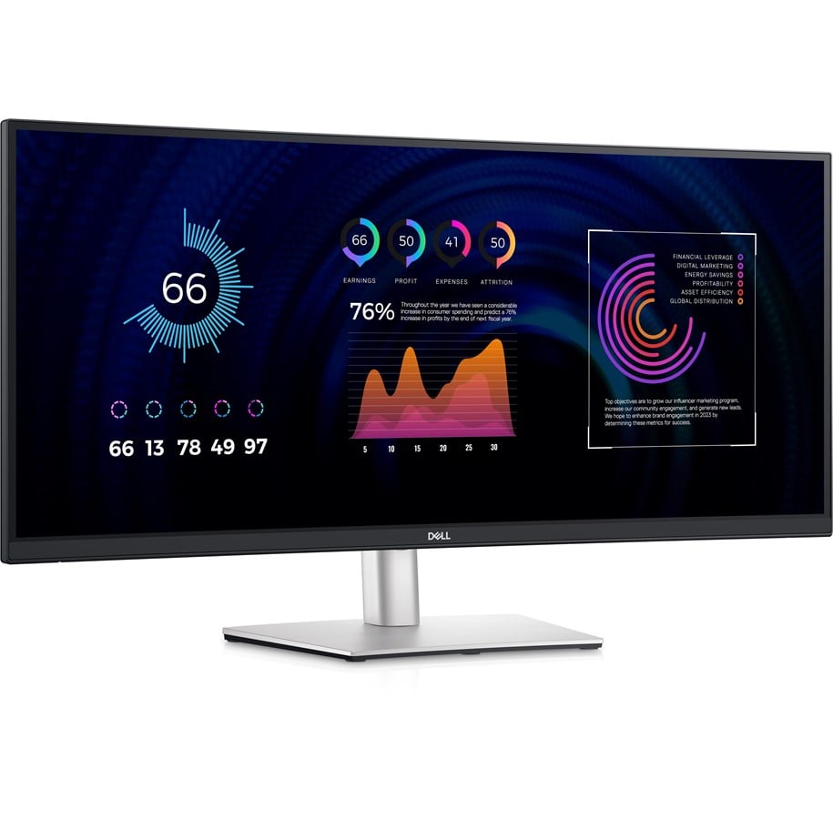 Bildschirm - 34" Dell P3424WE - 3440x1440 (UWQHD) - 60Hz - IPS - 90W USB-C - KVM switch - DELL-P3424WE