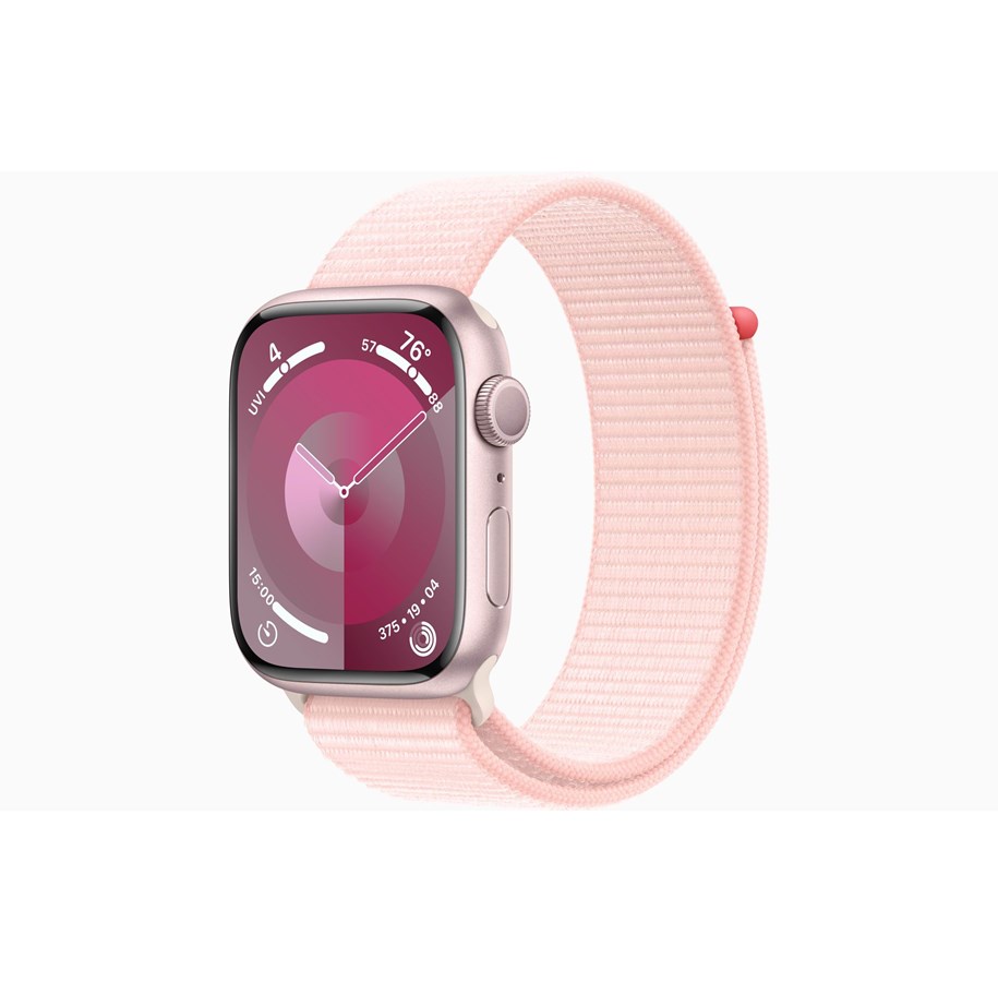 Smartwatches, Pulsuhren, Sportuhren & Schrittzähler - Apple Watch Series 9 GPS 45mm - Pink Aluminium Case with Light Pink Sport Loop - MR9J3DH/A