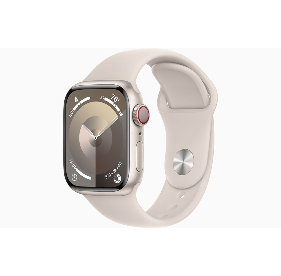 Smartwatches, Pulsuhren, Sportuhren & Schrittzähler - Apple Watch Series 9 GPS + Cellular 41mm - Starlight Aluminium Case with Starlight Sport Band - S/M - MRHN3DH/A