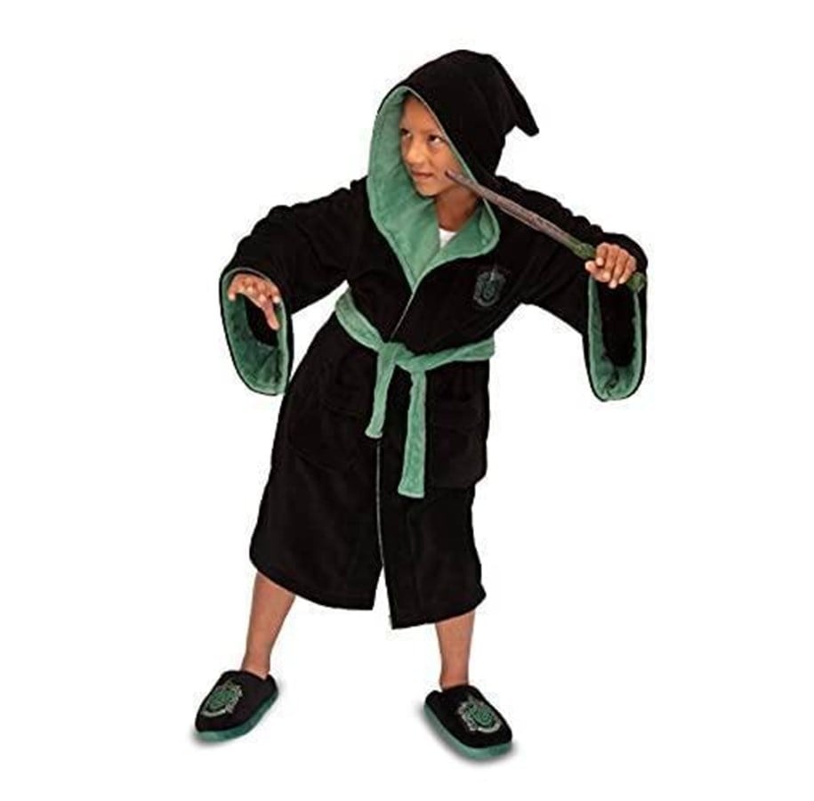 Merchandise - Groovy UK - Harry Potter - Robe - Slytherin Kids Poly Fleece Black/Green Medium - 5055437926107
