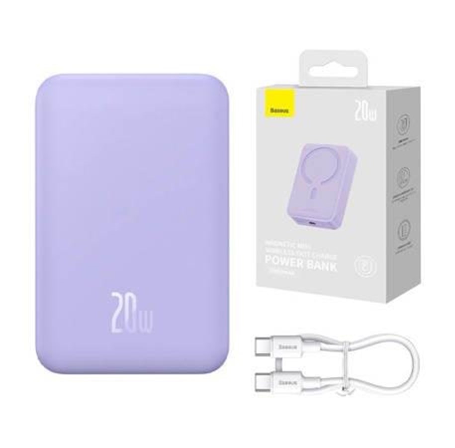 Powerbank (Akku) - Baseus Powerbank Magnetic Mini 20000mAh 20W MagSafe (purple) - 20000 mAh - PPCX150005