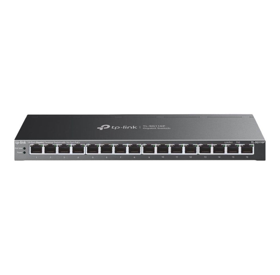 Switches - TP-Link TL-SG116P 16-Port Gigabit Desktop Switch with 16-Port PoE+ - TL-SG116P