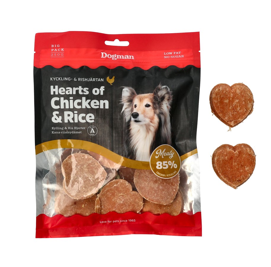 Hunde - Dogman Meaty Hähnchen- & Reisherzen 250g - 479383