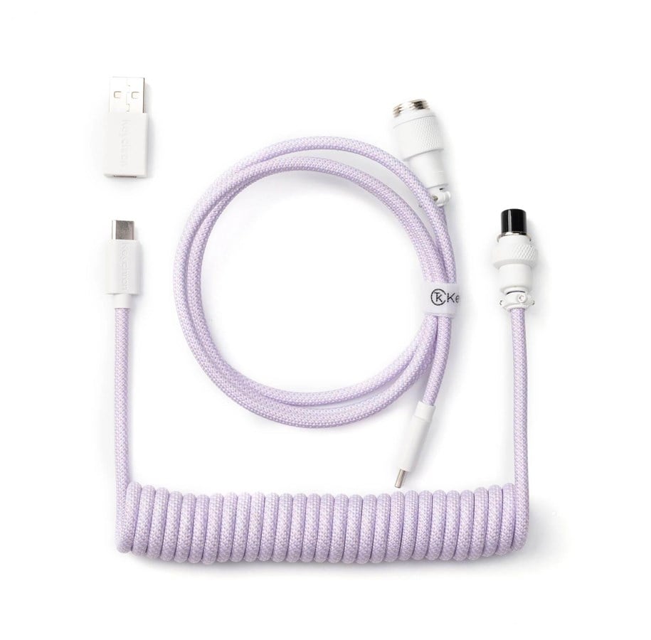 Tastaturen - Keychron Coiled Aviator USB-C Cable Straight - Light Purple - Upgrade-Zubehör - Lila - Cab-17