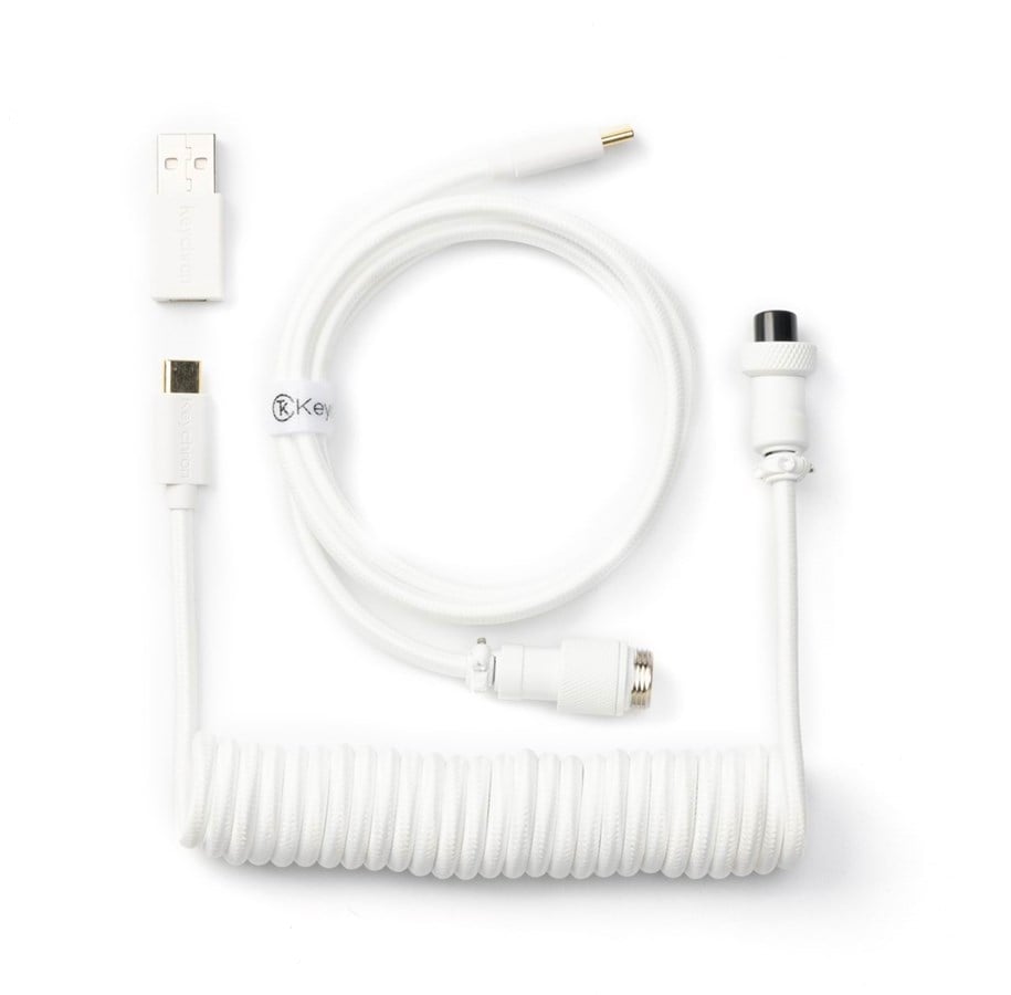 Tastaturen - Keychron Coiled Aviator USB-C Cable Straight - White - Upgrade-Zubehör - Weiss - Cab-W