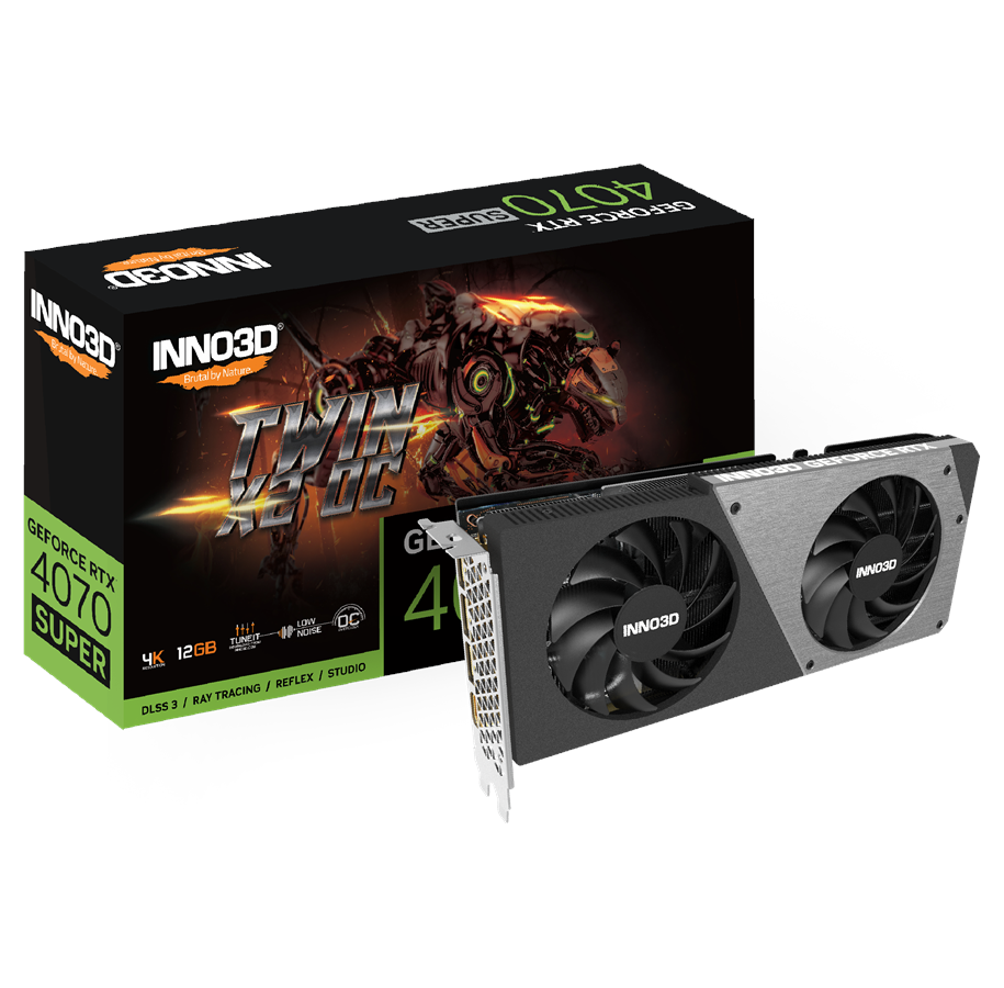 Grafikkarte - Inno3D GeForce RTX 4070 SUPER Twin X2 OC - 12GB GDDR6X RAM - Grafikkarte - N407S2-126XX-186162N