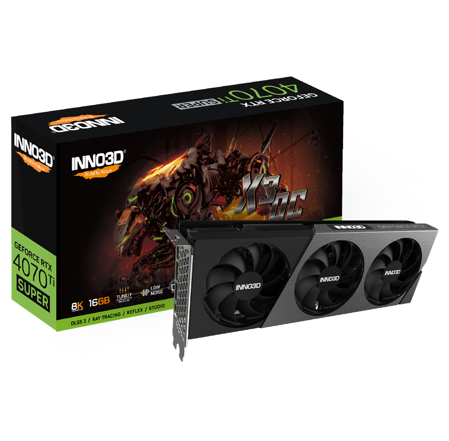 Grafikkarte - Inno3D GeForce RTX 4070 Ti SUPER X3 OC - 16GB GDDR6X RAM - Grafikkarte - N407TS3-166XX-186158N
