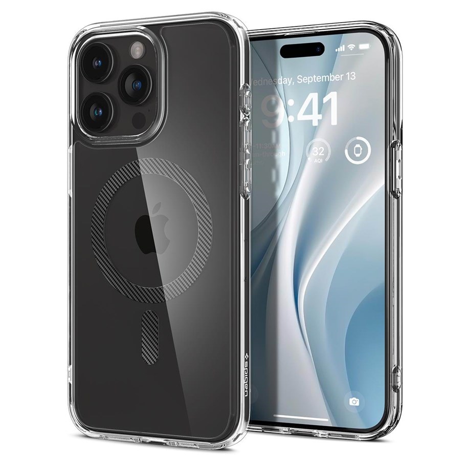 Handys - Cover & Cases - Spigen Ultra Hybrid MagSafe - carbon fiber - iPhone 15 Pro Max - ACS06578