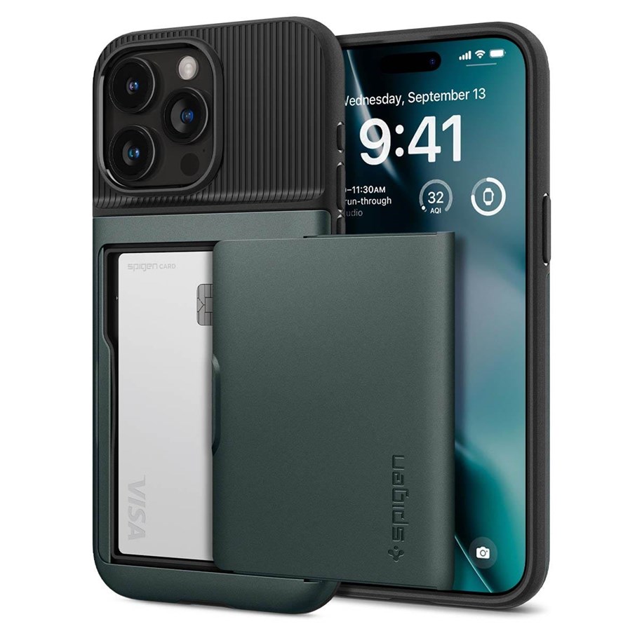 Handys - Cover & Cases - Spigen Slim Armor CS - abyss green - iPhone 15 Pro Max - ACS06592