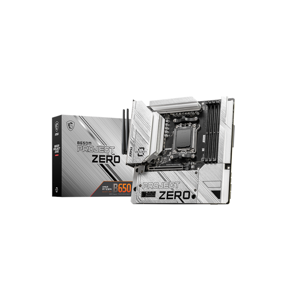 Mainboard - MSI B650M PROJECT ZERO Mainboard - AMD B650 - AMD AM5 - DDR5 RAM - Micro-ATX (BTF Standard) - B650M PROJECT ZERO