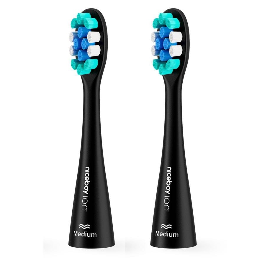 Elektrische Zahnbürsten - Niceboy Bürstenköpfe Replacement head ION Sonic Medium black 2 pcs - sonic-medium-black