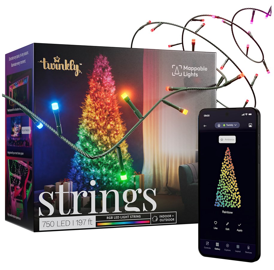 Smart-Home - Twinkly Strings – 750 RGB Lights String Black Wire Plug Type F - TWS750STP-BEU