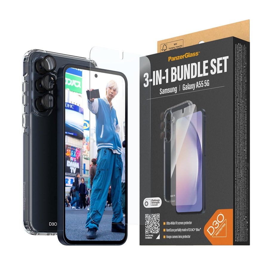 Handys - Cover & Cases - PanzerGlass 3-in-1 Protection Pack Samsung Galaxy A55 5G | Ultra-Wide Fit w. EasyAligner - PANZERB0470+7358