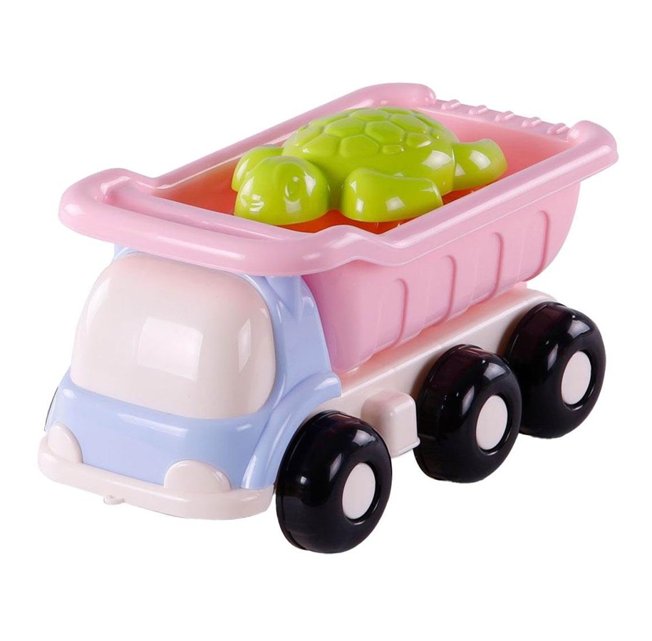 Spiele im Freien - Cavallino Toys Cavallino Beach Dump Truck with 4 Sand Molds Pink - 9147SF01