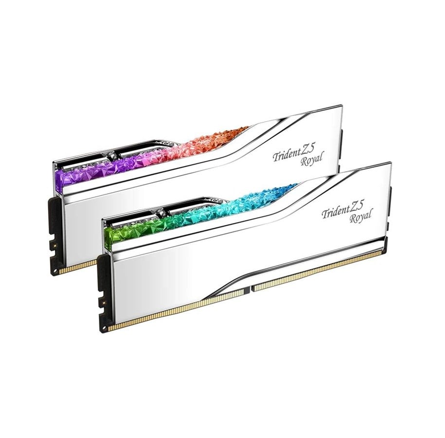 RAM - G.Skill Trident Z5 Royal DDR5-7600 - 32GB - CL36 - Dual Channel (2 pcs) - Intel XMP - Silber mit RGB - F5-7600J3646G16GX2-TR5S