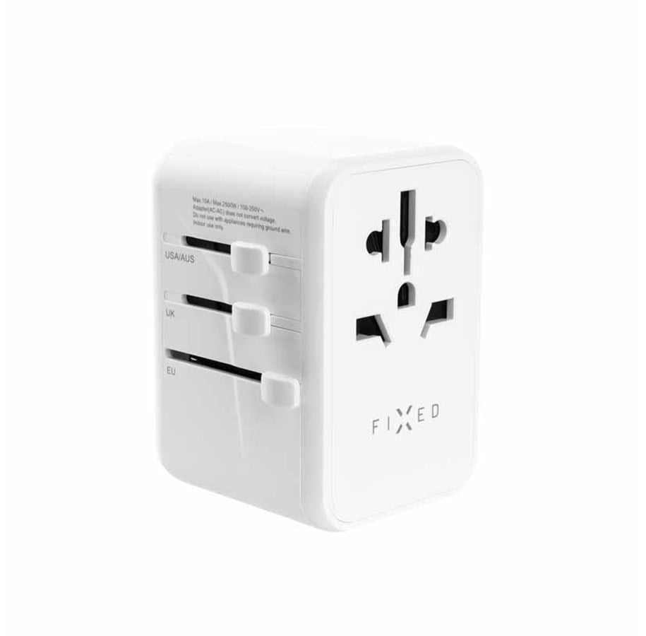 Handys - Adapter und Ladegeräte - FIXED Travel Charger USB-C/USB-A 65W EU/UK/USA/AUS White - FIXCT65-3C2A-WH
