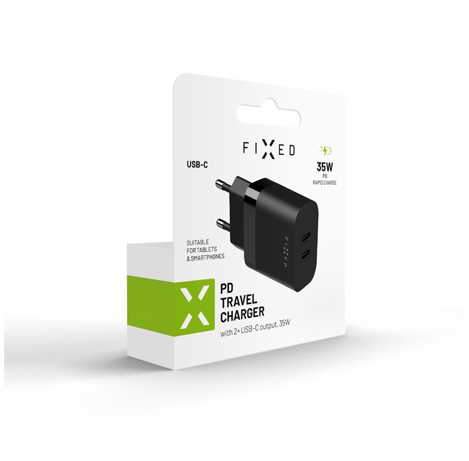 FIXED Super Fast Charger 2xUSB-C PD 3.0 35W Black | Günstig