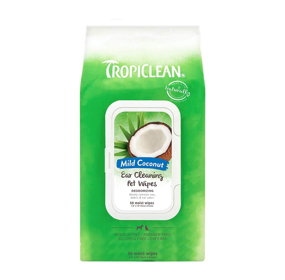 Hunde - Tropiclean Ohrenreinigungstücher für Haustiere (50-Pack) - 645095010116