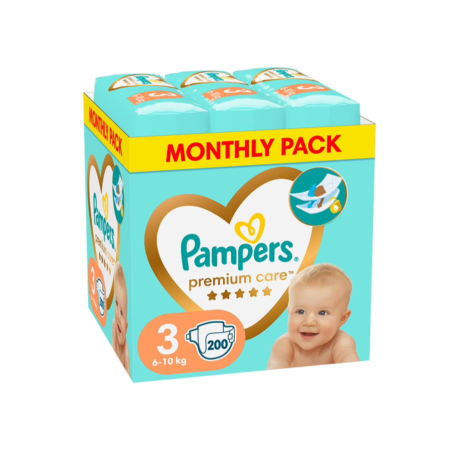 Sonstige Körperpflege - Pampers Premium Monthly Box Size 3 6-10 kg 200 pcs - 8006540855898