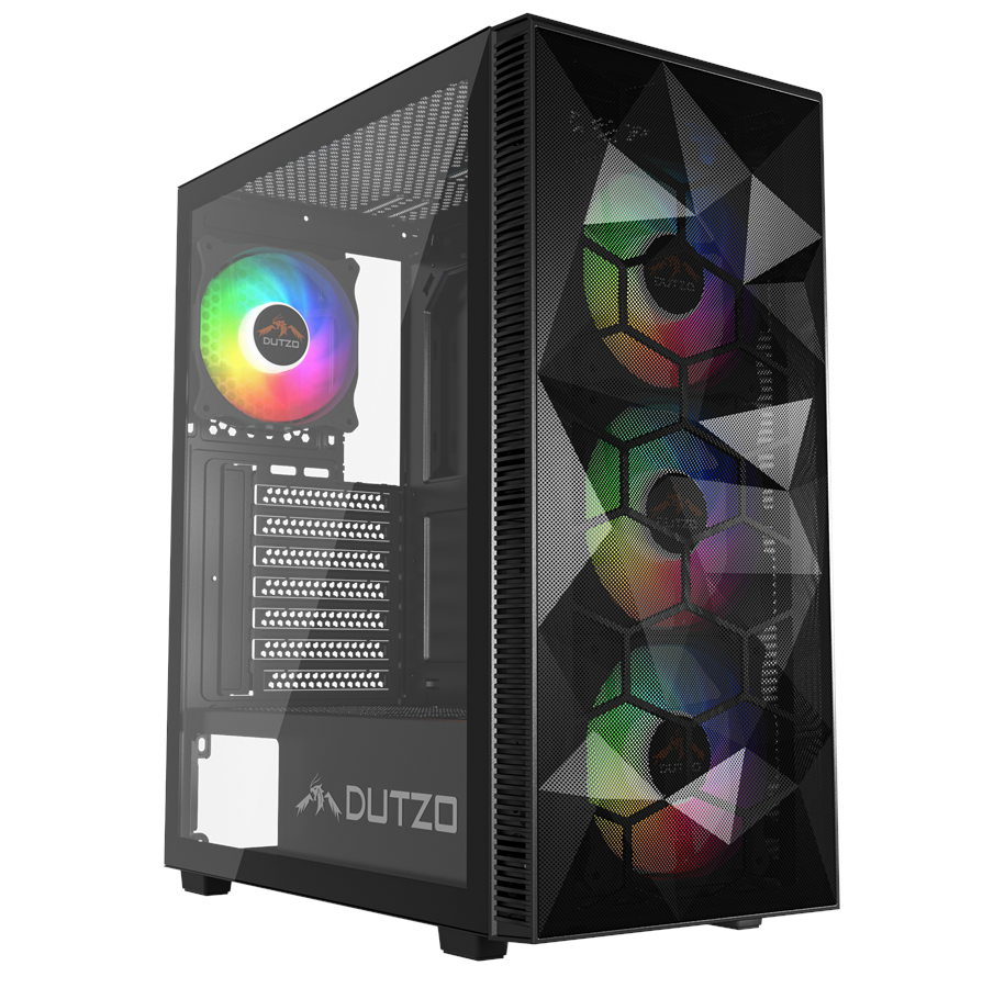 Gehäuse - DUTZO C330 TG RGB 4F - Gehäuse - Miditower - Schwarz - C330TGRGB-B-4F