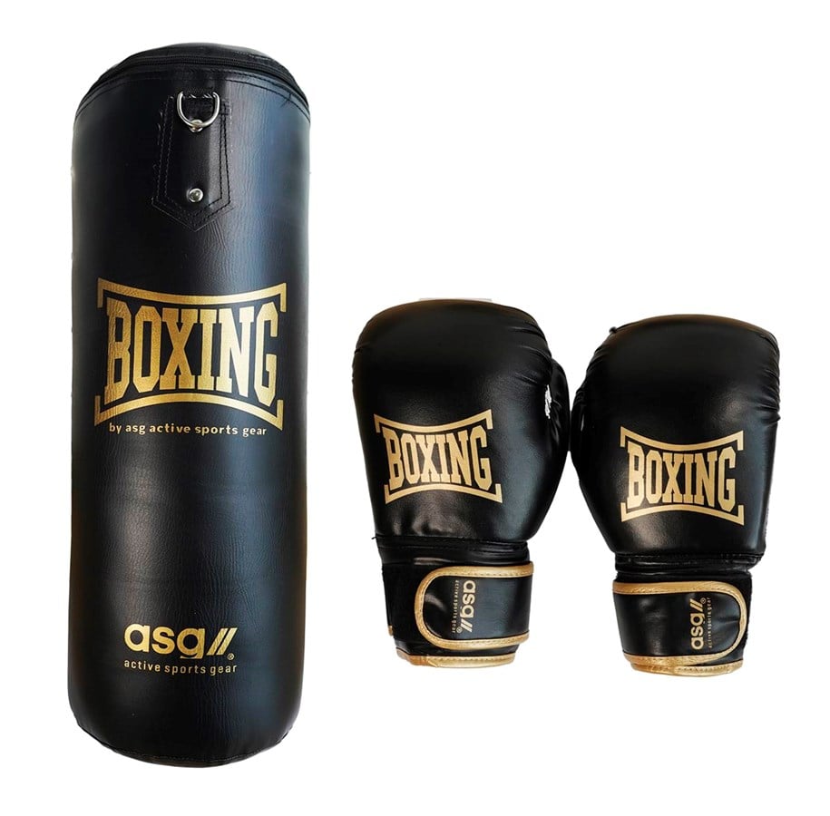 Sport & Fitness - ASG Junior Boxing Bag - 11 Kg. (Gloves + Bag) Black/Gold - ASG4180GULDONE SIZE