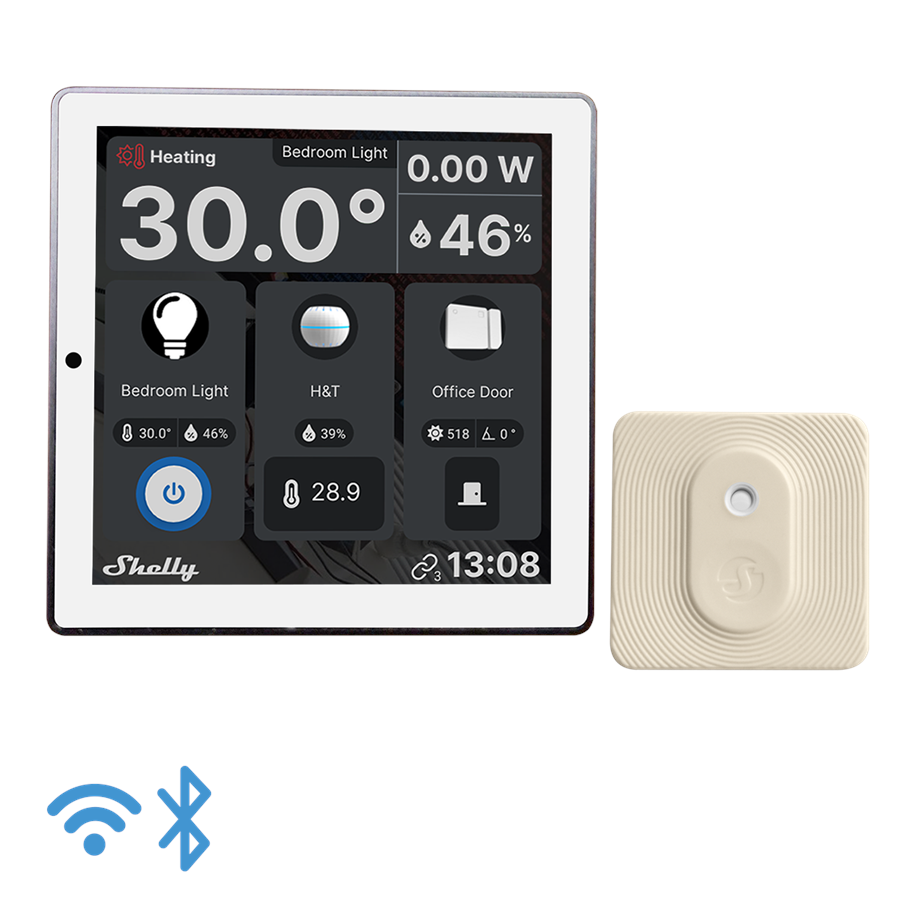 Smart-Home - Shelly Wall Display White + BLU H&T Ivory - WiFi touch screen - Shelly_WallD_BLU_HT_Ivory