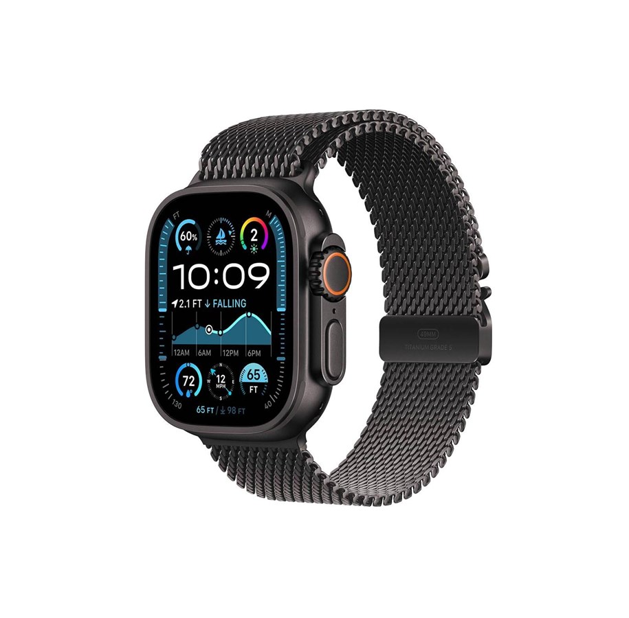 Smartwatches, Pulsuhren, Sportuhren & Schrittzähler - Apple Watch Ultra 2 GPS + Cellular 49mm - Black Titanium Case with Black Titanium Milanese Loop - L - MX5V3DH/A