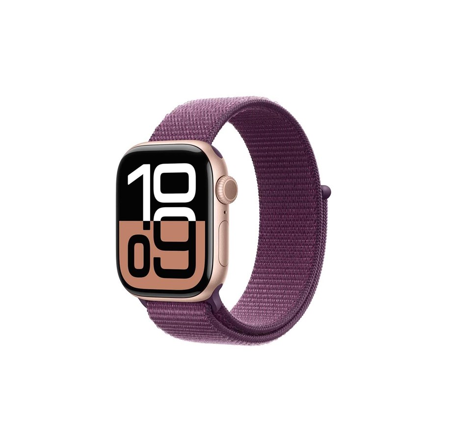 Smartwatches, Pulsuhren, Sportuhren & Schrittzähler - Apple Watch Series 10 GPS 42mm - Rose Gold Aluminium Case with Plum Sport Loop - MWWK3QN/A