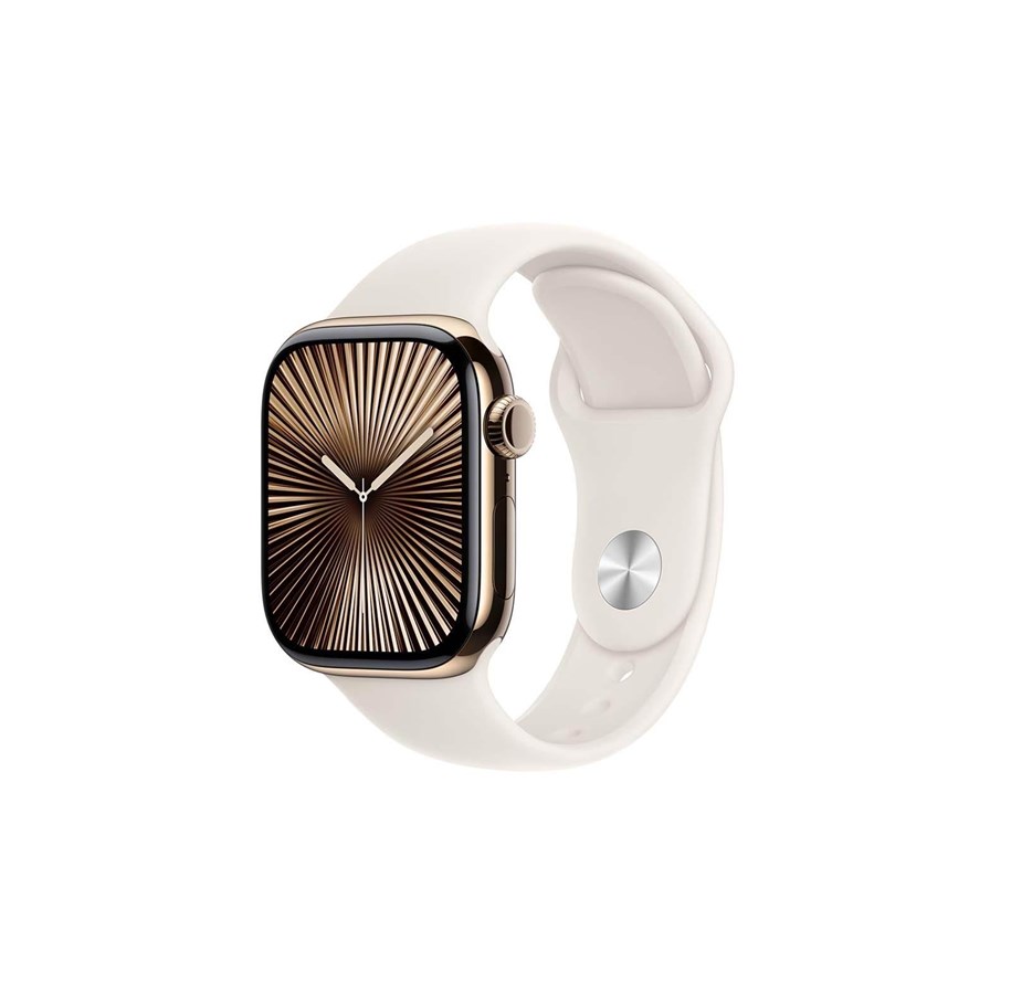 Smartwatches, Pulsuhren, Sportuhren & Schrittzähler - Apple Watch Series 10 GPS + Cellular 42mm - Gold Titanium Case with Starlight Sport Band - M/L - MX073QN/A