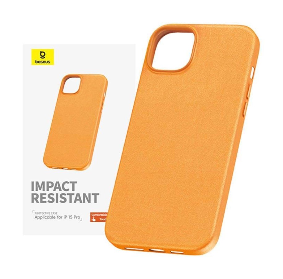 Handys - Cover & Cases - Baseus Phone Case for iPhone 15 ProMax Fauxther Series (Orange) - P60157304713-03