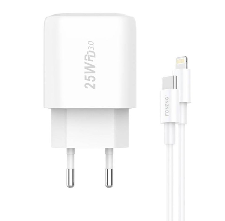Handys - Adapter und Ladegeräte - Foneng Fast charger 1x USB EU40 + USB C to Lightning cable - EU40 Type-C to iPhon
