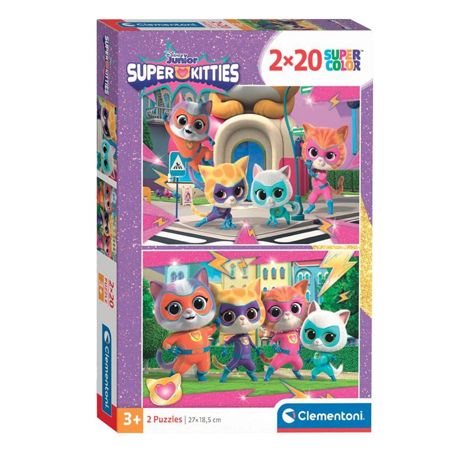 Puzzle - Clementoni Jigsaw Puzzle Super Color Super Kittens 2x20pcs. - 24811