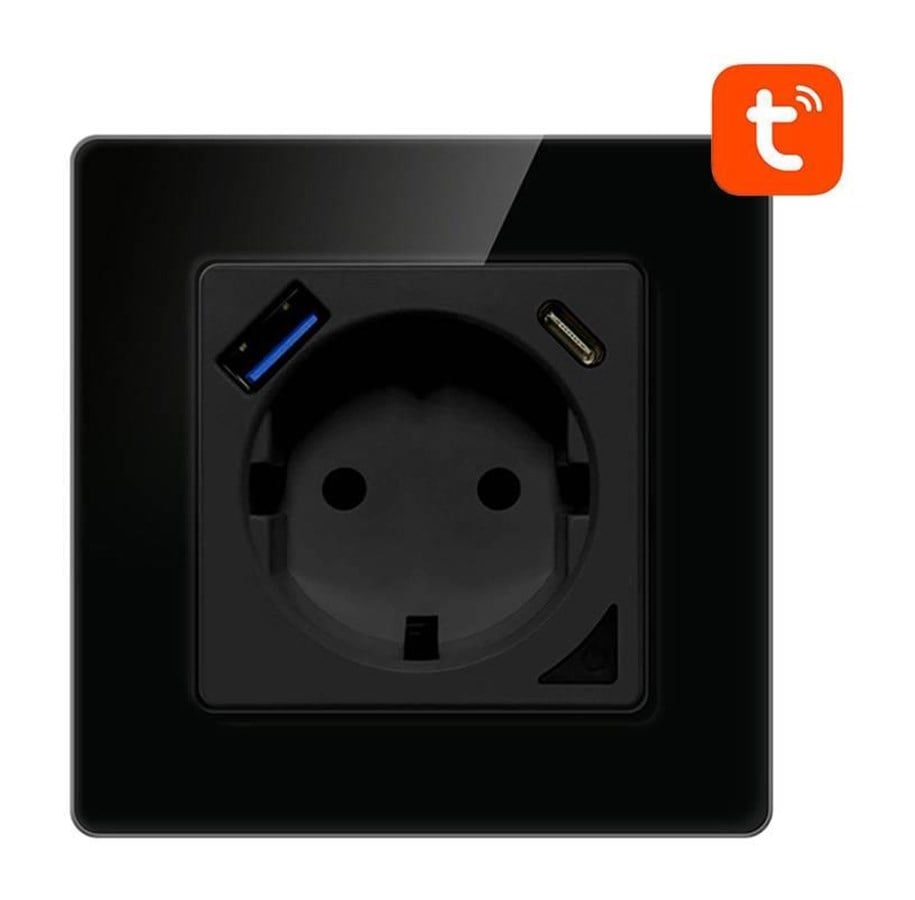 Smart-Home - Avatto Smart WiFi Wall Socket N-WOT10-USB-B TUYA USB USB-C (black) - N-WOT10-USB-B