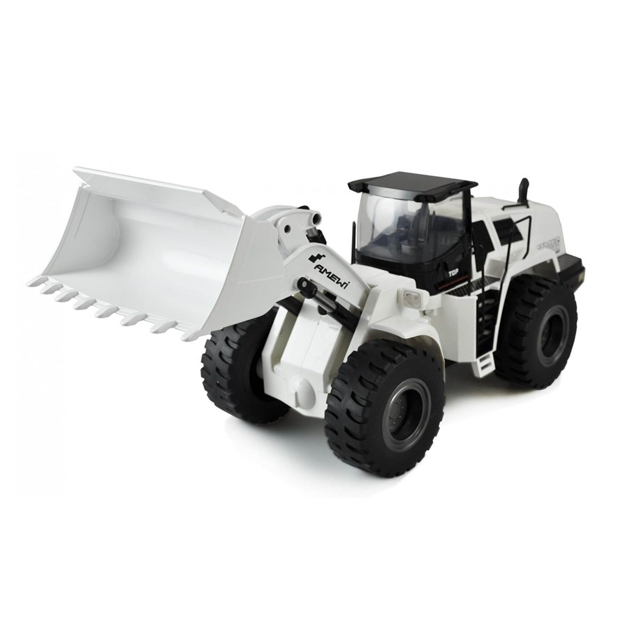 Ferngesteuert - Amewi Wheel Loader G484E AE 1:14 RTR 10-Channel Sound Light Partial Metal White - 22416