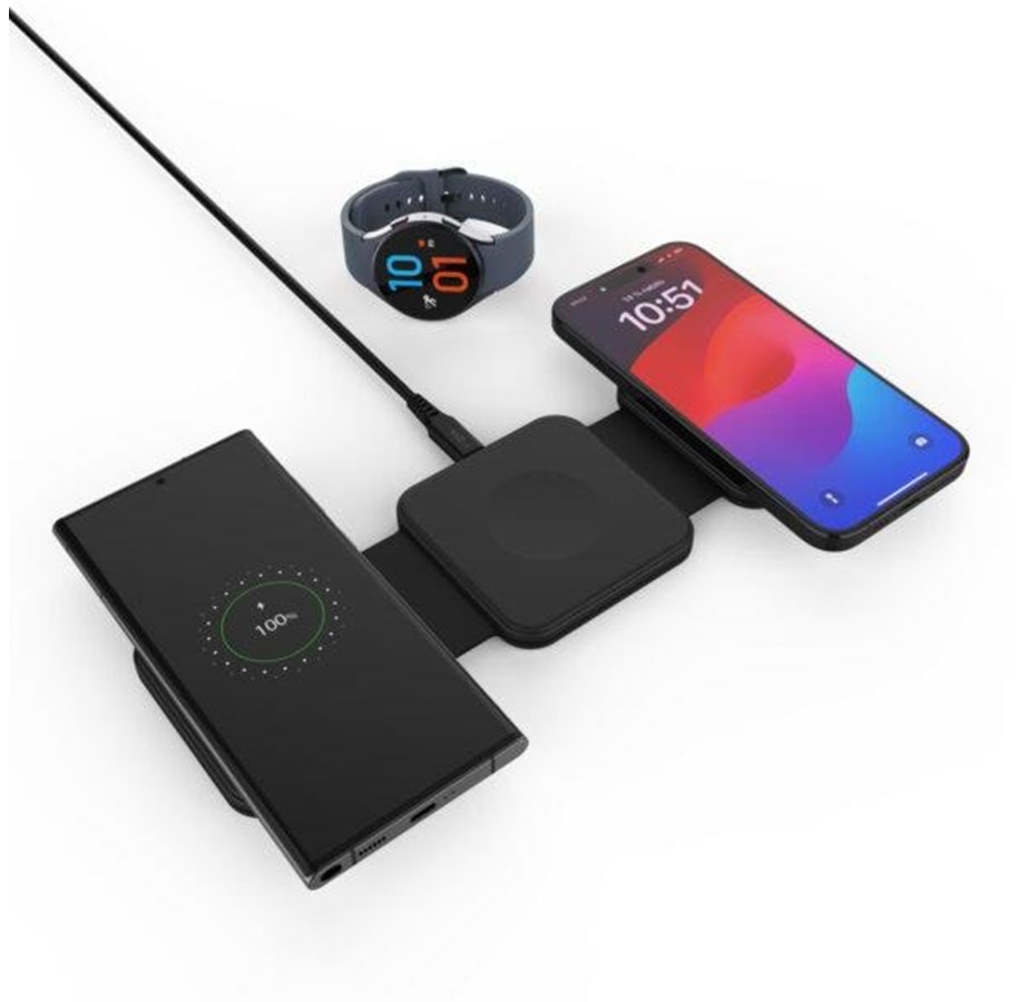 Handys - Adapter und Ladegeräte - FIXED Flex Samsung 3in1 Foldable wireless charger - Black - FIXFLE-SA-BK
